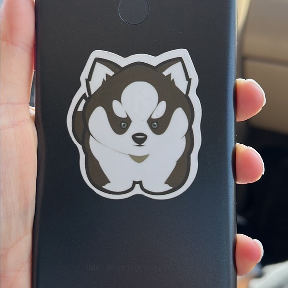 Sticker of animal comes off. Cellphone